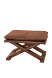 Tobacco Leather X-Leg Stool | Eichholtz Brookfield