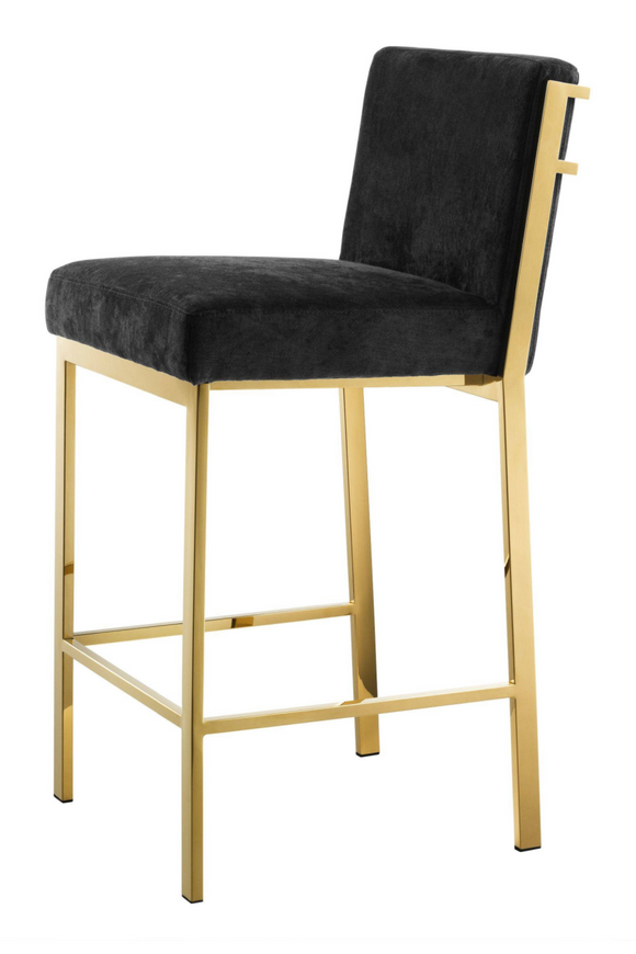 Gold Black Velvet Counter Stool | Eichholtz Scott