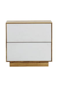 White Concrete Oak Two Drawer Nightstand | Andrew Martin Sands