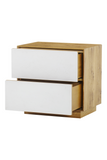 White Concrete Oak Two Drawer Nightstand | Andrew Martin Sands