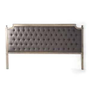 Louis Tufted Headboard (King, Aubergine Linen)