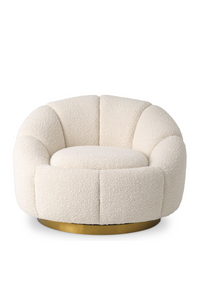 Cream Bouclé Brass Base Swivel Chair | Eichholtz Inger