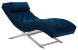 Monroe Chaise W/ Headrest Pillow, Navy / Silver