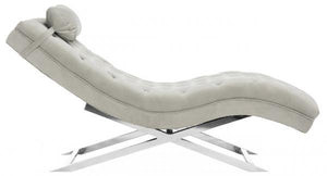 Monroe Chaise W/ Headrest Pillow, Grey / Silver