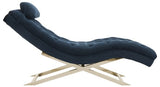 Monroe Chaise W/ Headrest Pillow, Navy / Gold