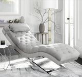 Monroe Chaise W/ Headrest Pillow, Grey / Silver