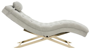 Monroe Chaise W/ Headrest Pillow, Grey / Gold