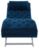 Monroe Chaise W/ Headrest Pillow, Navy / Silver