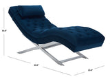 Monroe Chaise W/ Headrest Pillow, Navy / Silver