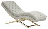 Monroe Chaise W/ Headrest Pillow, Grey / Gold