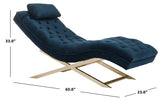 Monroe Chaise W/ Headrest Pillow, Navy / Gold