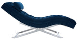 Monroe Chaise W/ Headrest Pillow, Navy / Silver