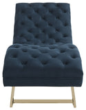 Monroe Chaise W/ Headrest Pillow, Navy / Gold