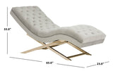 Monroe Chaise W/ Headrest Pillow, Grey / Gold