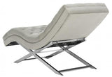 Monroe Chaise W/ Headrest Pillow, Grey / Silver