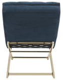 Monroe Chaise W/ Headrest Pillow, Navy / Gold