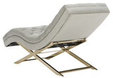 Monroe Chaise W/ Headrest Pillow, Grey / Gold