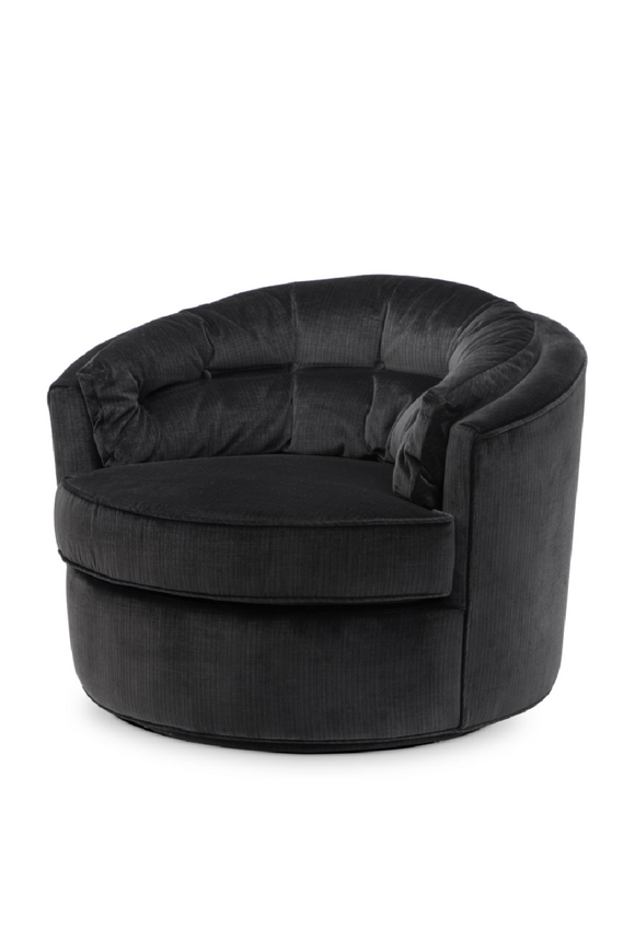 Black Velvet Round Lounge Chair | Eichholtz Recla