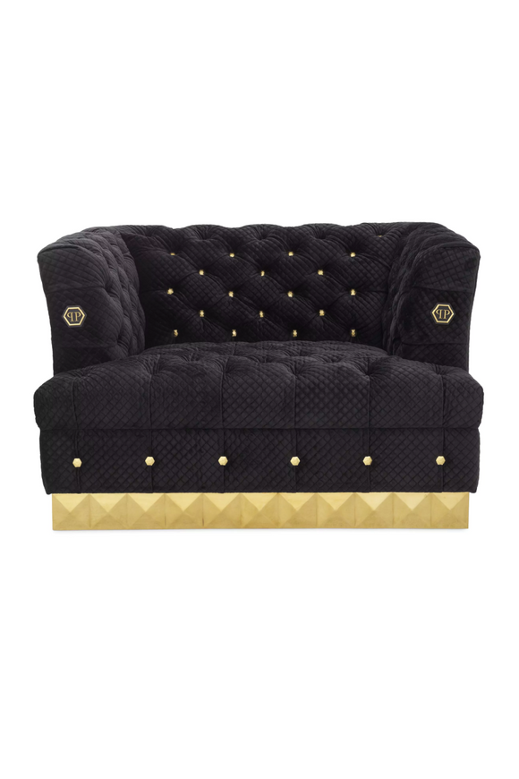 Quilted Black Velvet Armchair | Philipp Plein Rockstud