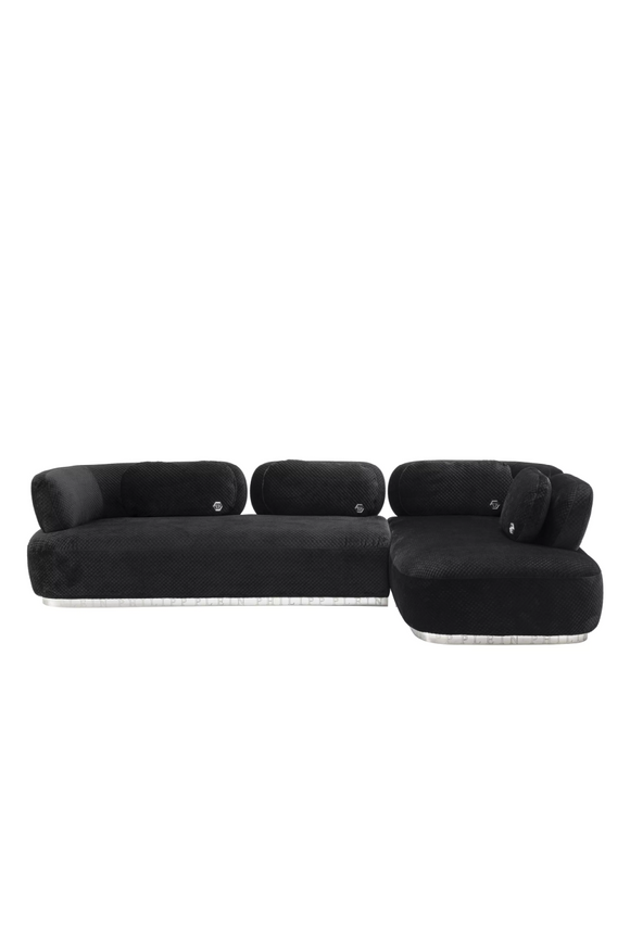 Black L-Shaped Velvet Sofa | Philipp Plein Signature Lounge